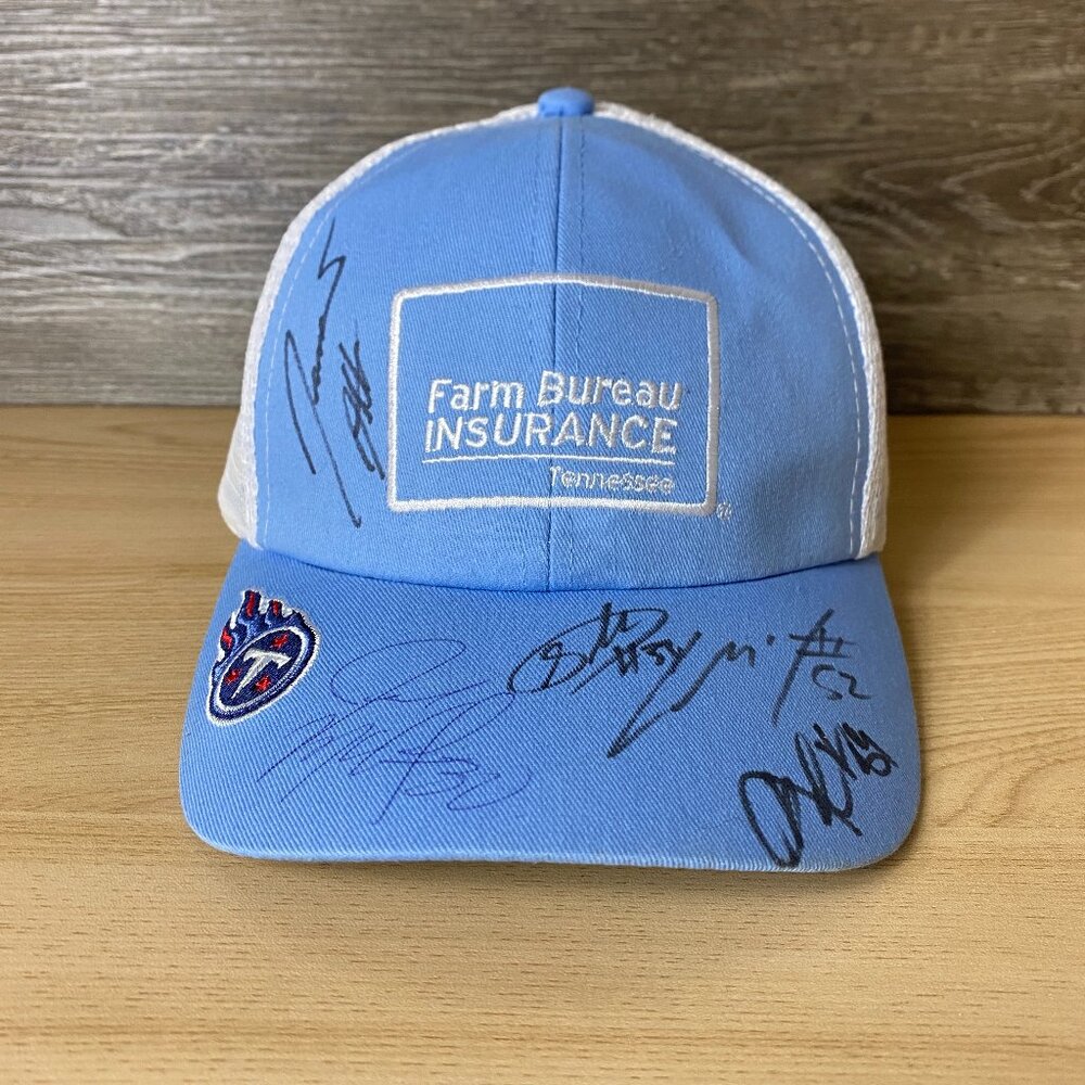 Tennessee hat Cap Snapback Blue White Farm Bureau Autographed